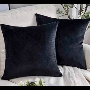 Soft, Black, Velvet Decorative Throw Pillow Covers, Set of 2. (26”square)